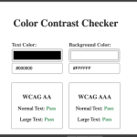 Create a color contrast checker with HTML, CSS, and JavaScript